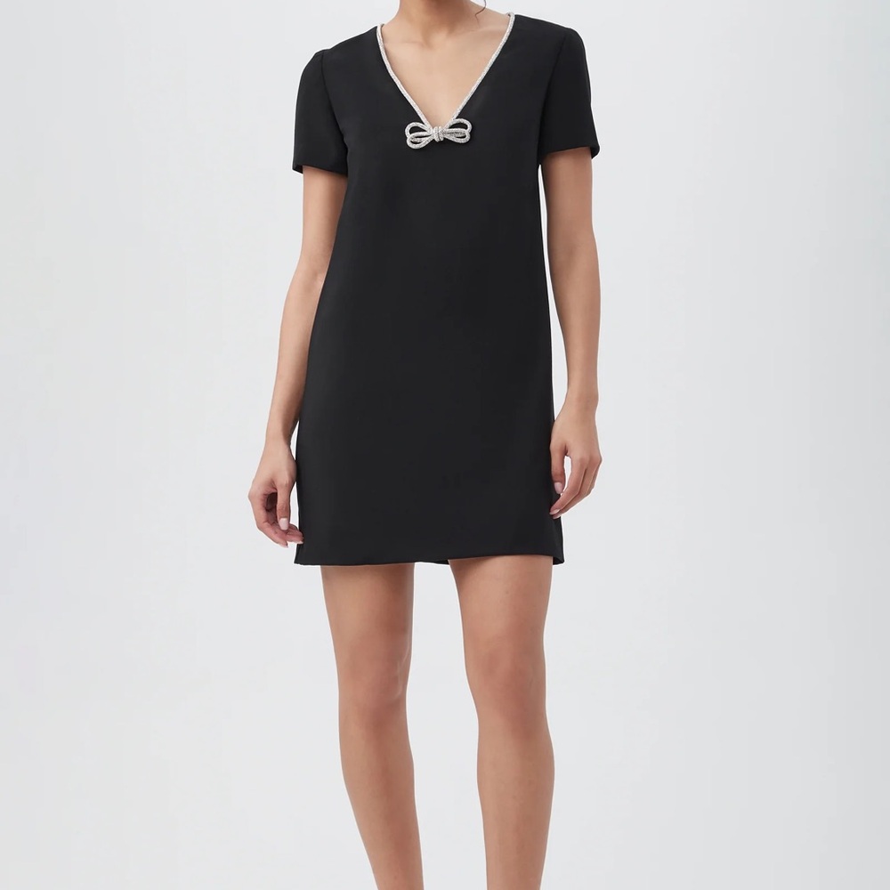 Trina Turk Elegant Black Mini Dress with Bow Detail